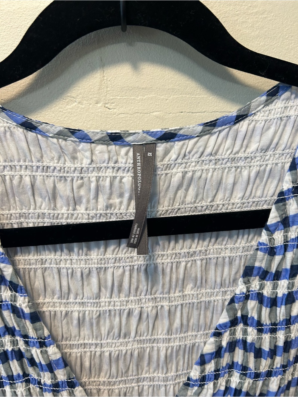 Anthropologie Peregrine Blue Gingham Smocked Midi Dress with Flutter Sleeves XS - Picture 2 of 11